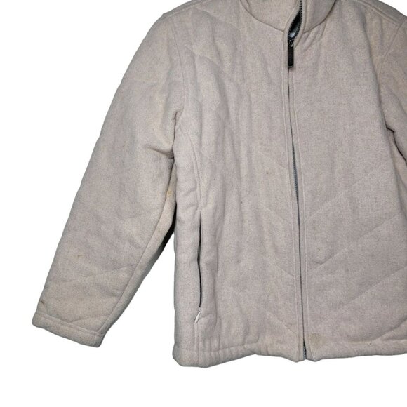 Woolrich Jacket Womens Small Quilted Full Zip Pockets Vanilla Heather 15601 - Picture 3 of 11